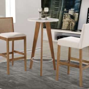 Mesa Bistrô + Banqueta c/ Tela Iris + Banqueta Estofada Fit